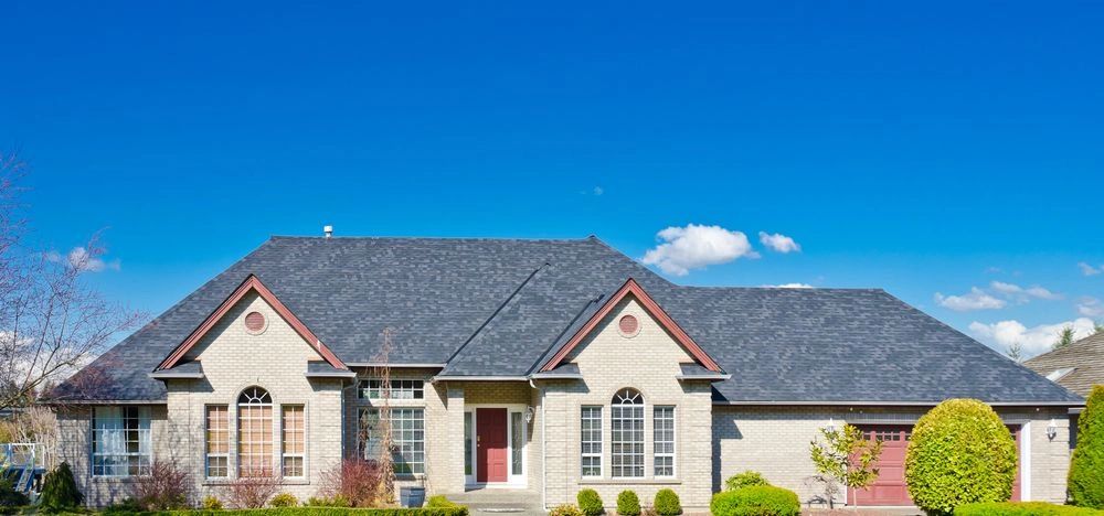 Completed asphalt shingle roof on a Colorado home